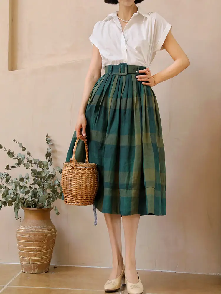 Smooth Relaxed Everyday Casual Plaid Skirt