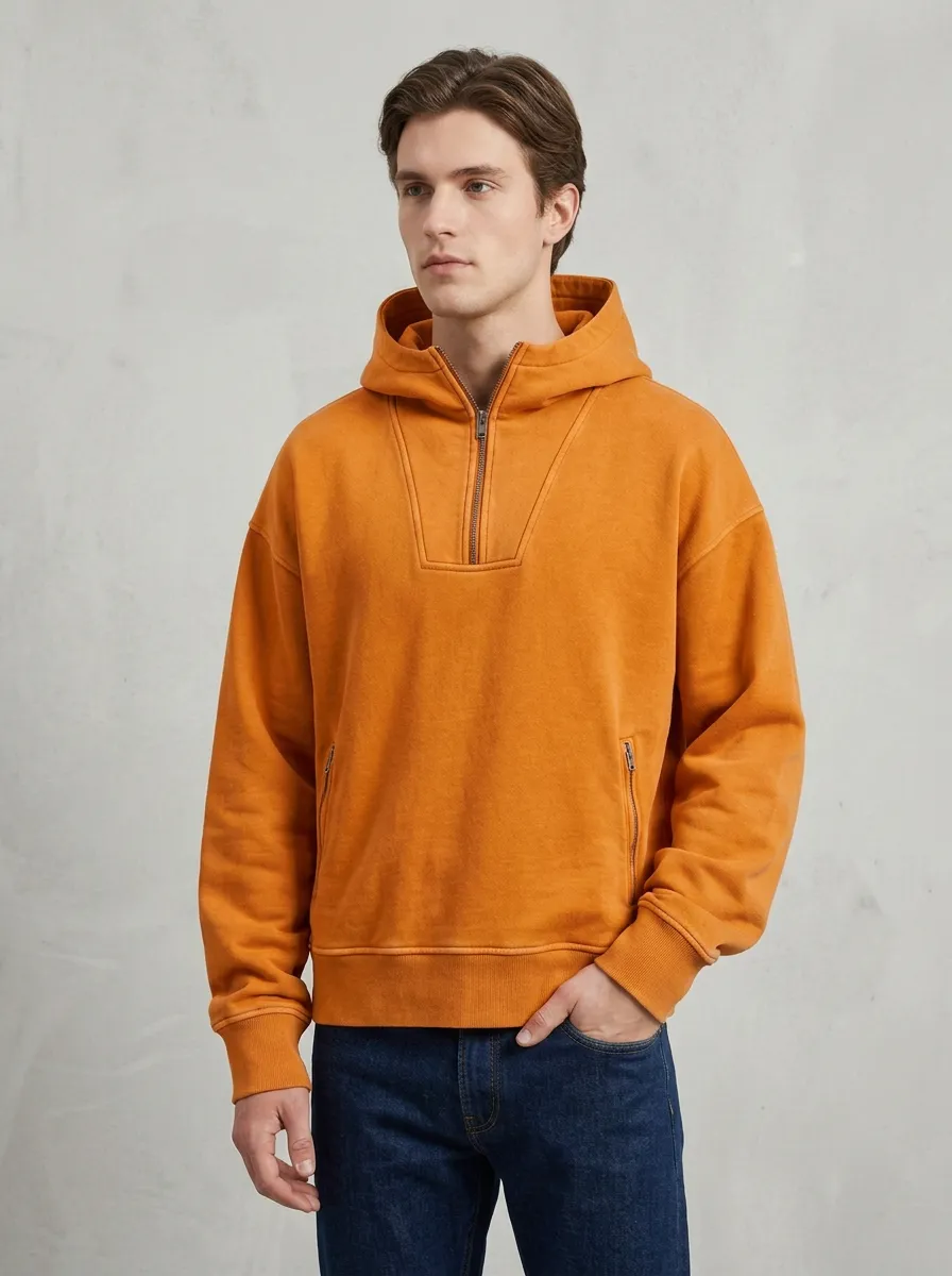 Simple Casual Quarter Zip Unisex Everyday Hoodie