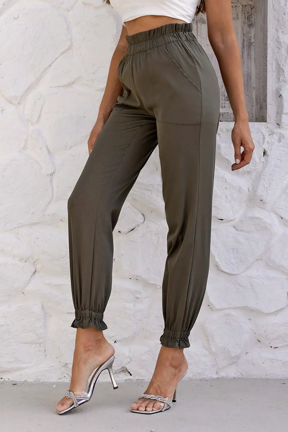 Relaxed High Waist Pocket Detail Pants