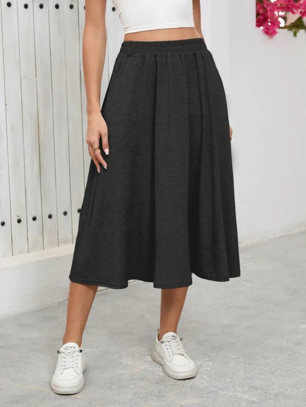 Everyday Elastic Waist Pocket Skirt