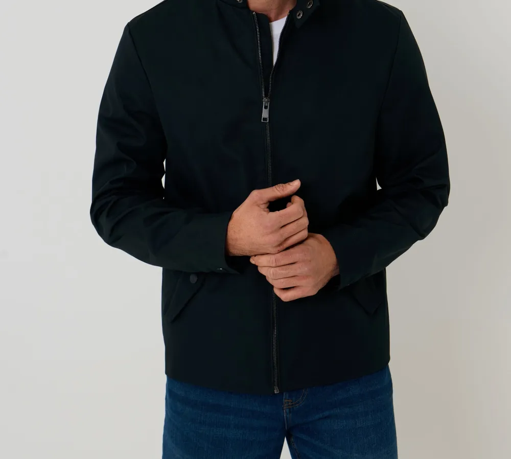 Men's Navy Water-Resistant Harrington Jacket
