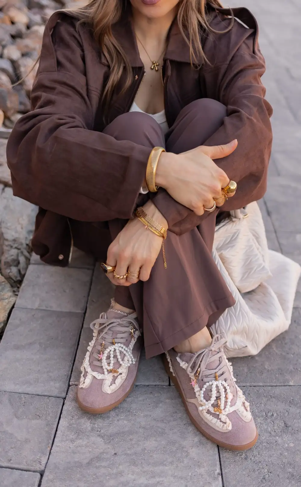 Lace Trim Retro Sneakers