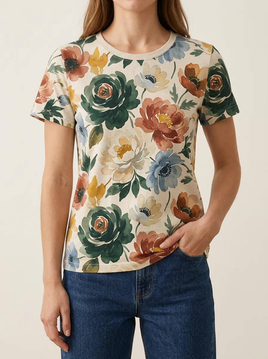 Modern Floral Botanical Casual Tee