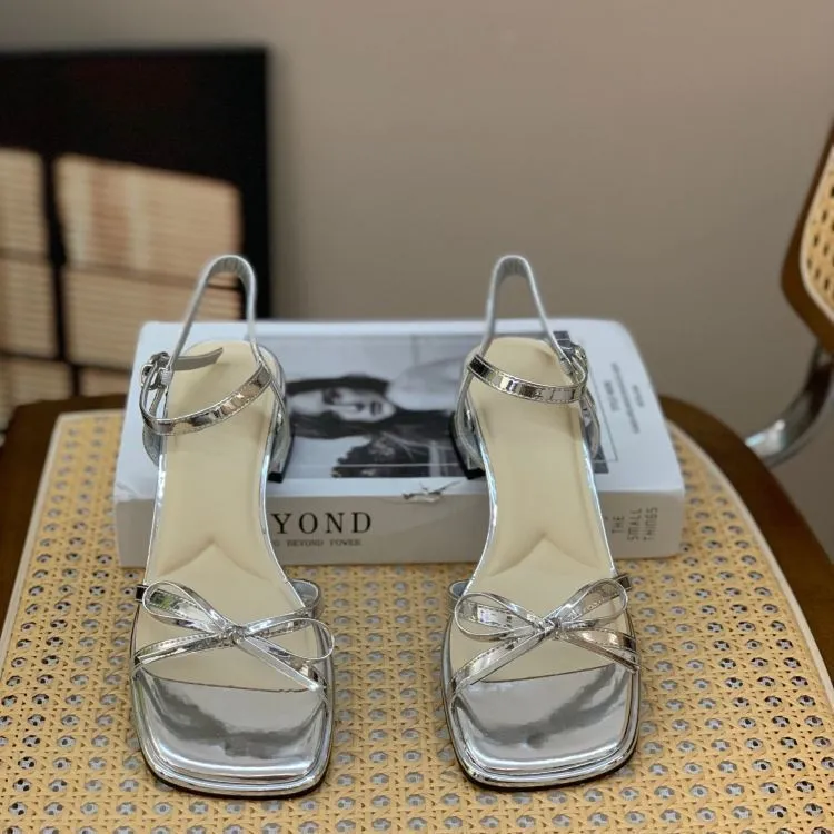 Bow Detail Block Heel Sandals