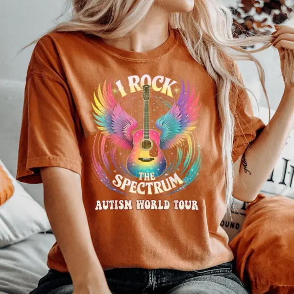 Sped Autism World Tour I Rock The Spectrum Teacher Stimming Women's Oversized Comfort T-shirt