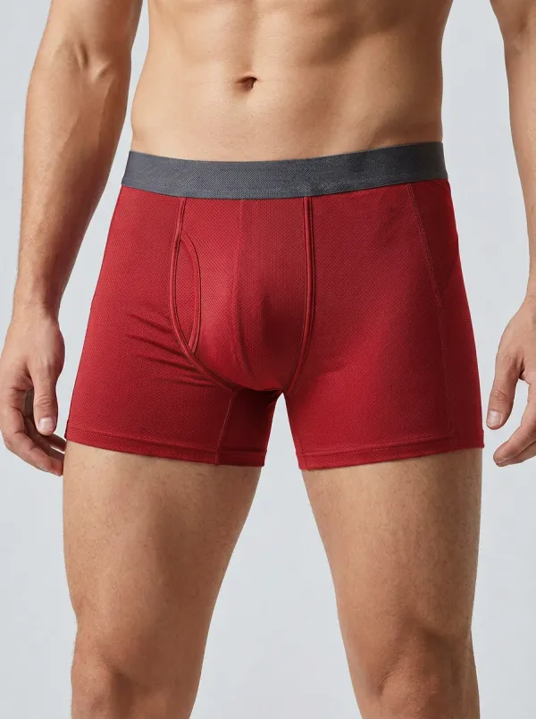 Men's Athletic Performance Grey Mesh Printed Boxer Briefs