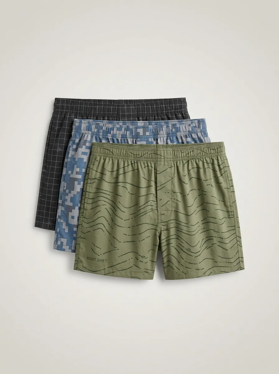 Camo Plaid Geometric Boxer Set