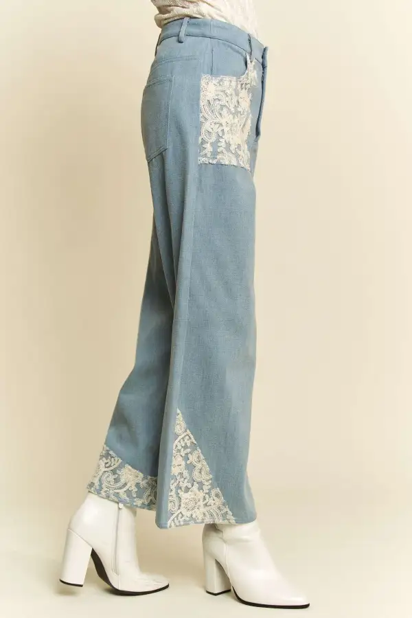 Ribbed Tiered Denim Jeans
