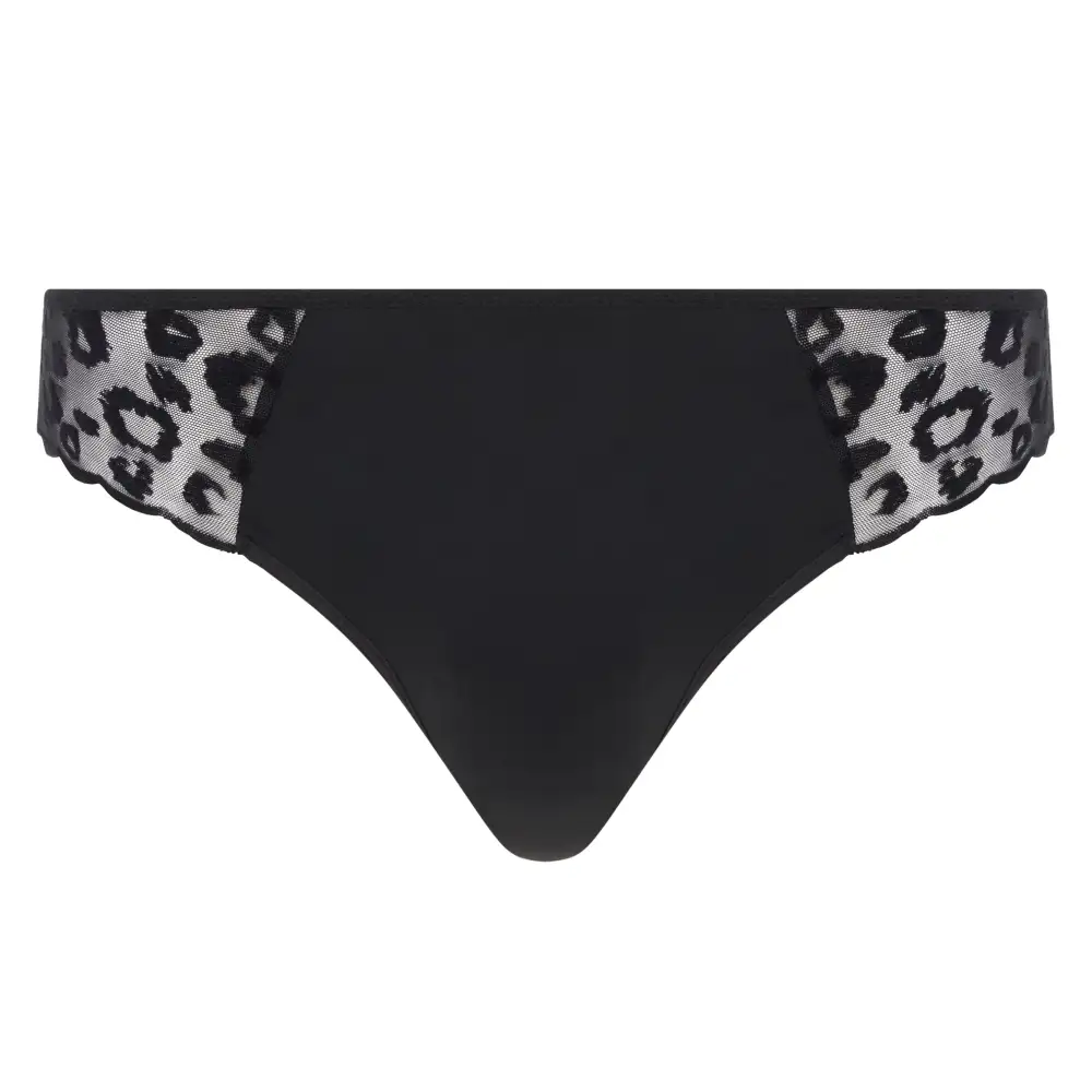 Women's High Cut Seamless Elastic Waistband Mesh Sheer Detail Microfiber Animal Print Stretch Fit Bikini Panty