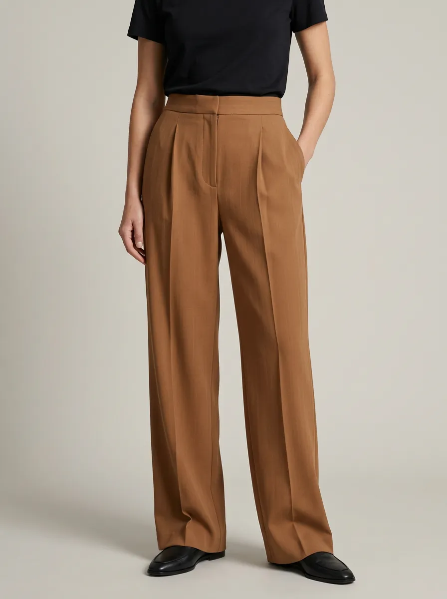 Clean Line High Rise Wide Leg Trousers