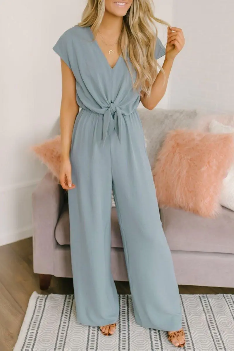 Elegant Tie-Front Effortless Chic Jumpsuit