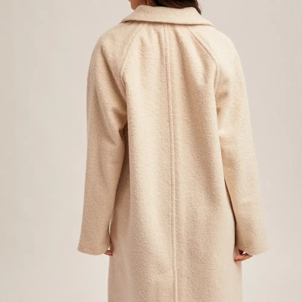 Button Down Textured Polyester Knit Coat