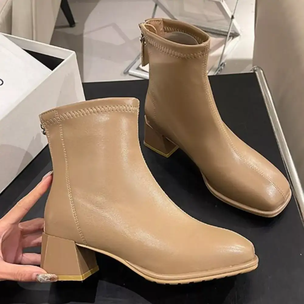 Everyday Square Toe Block Heels Boots