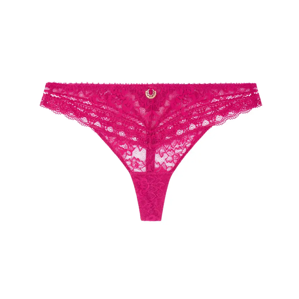 Women's High Cut Flat Seams Elastic Waistband Cotton Gusset Guipure Lace Cotton Lightweight Soft Fabric Stretch Fit Tanga Panty