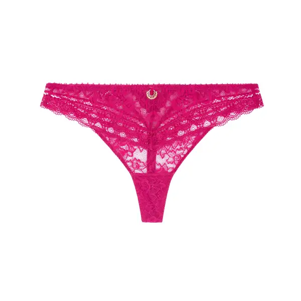 Women's High Cut Flat Seams Elastic Waistband Cotton Gusset Guipure Lace Cotton Lightweight Soft Fabric Stretch Fit Tanga Panty