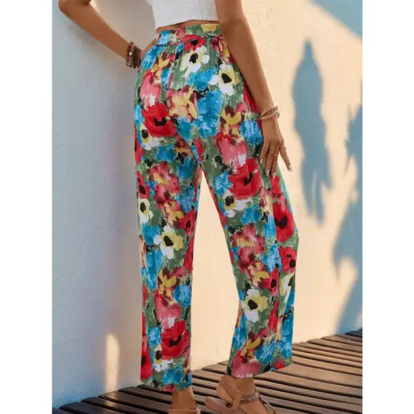 Tied Printed Wide Leg Pants