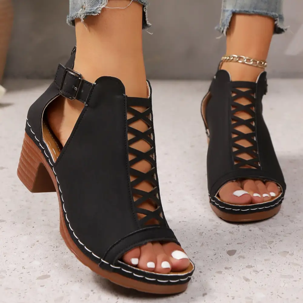 Lounge Open Toe Block Heels Sandals