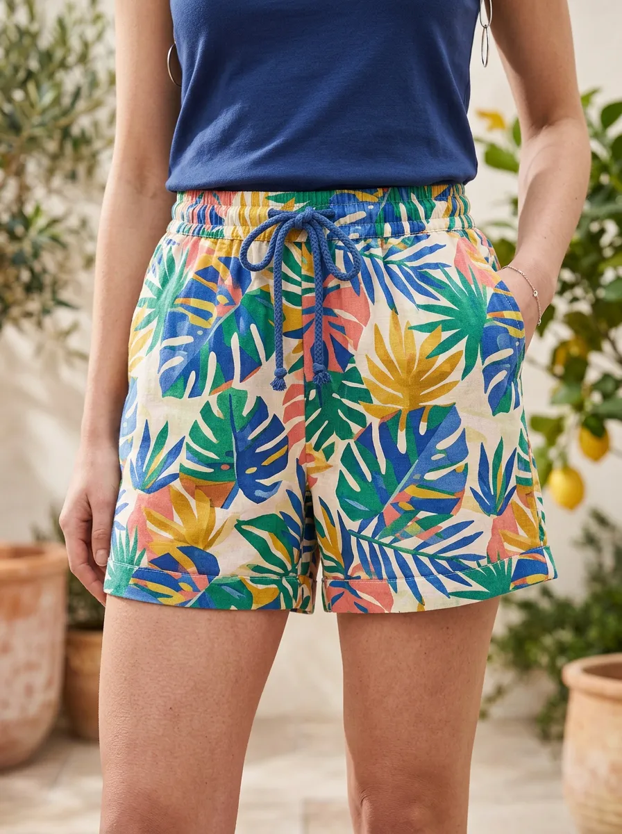 Women's Tropical Summer Vacation Colorful Leaf Printed Shorts