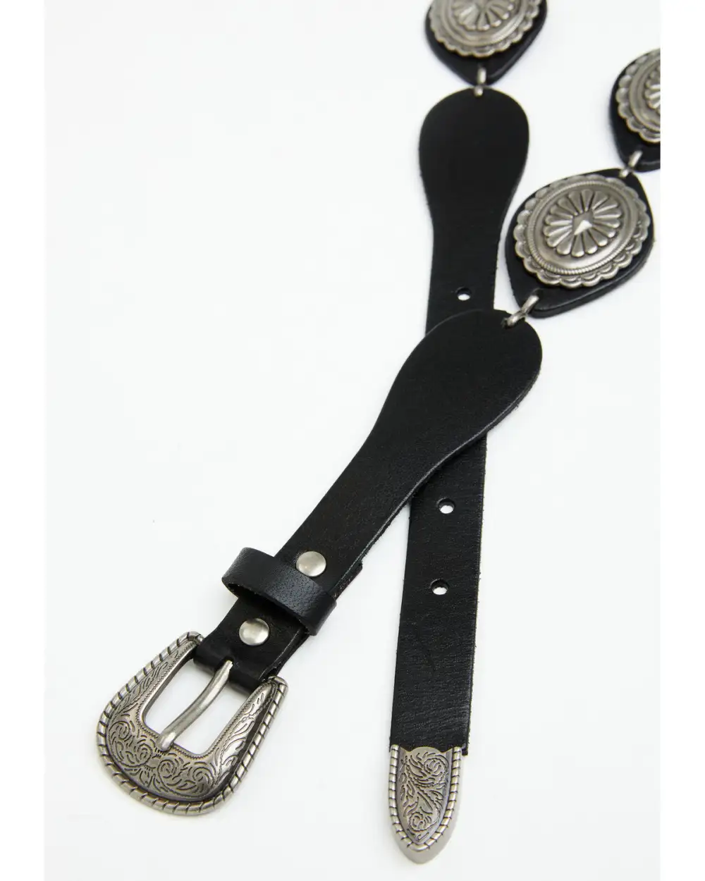 Leather Concho Chain Waist Belt