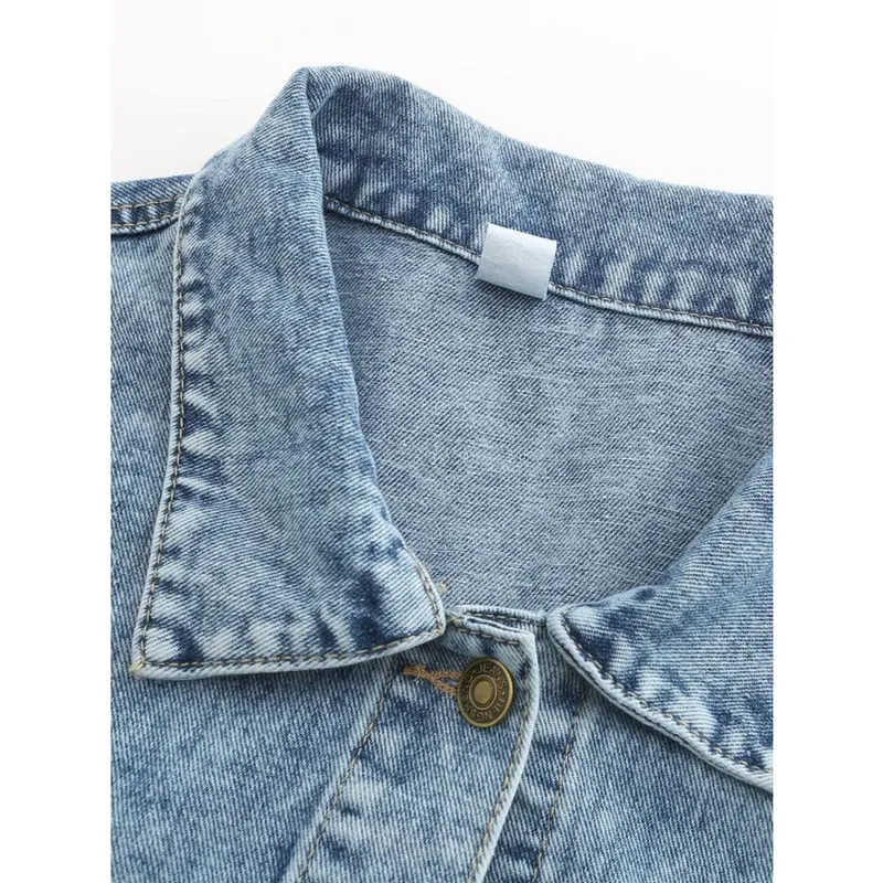 Button-Down Drop-Shoulder Denim Jacket