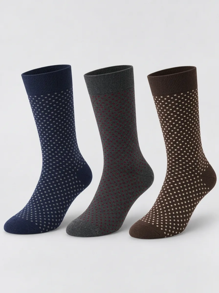 Men's Classic Polka Dot Pattern Printed Socks 3-Pack