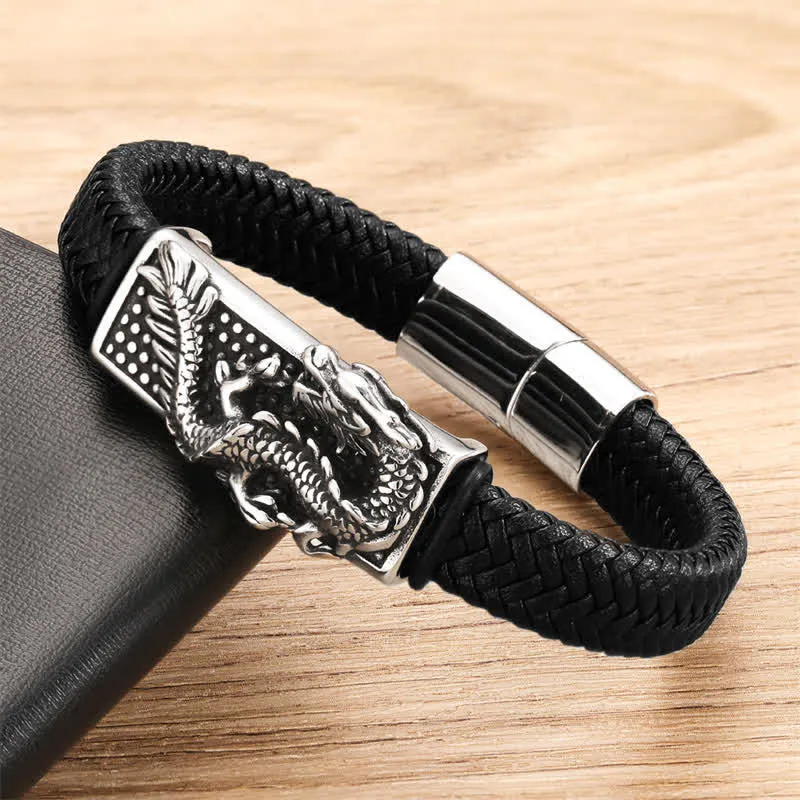 Hand Woven Dragon Braided Stainless Steel Bracelet