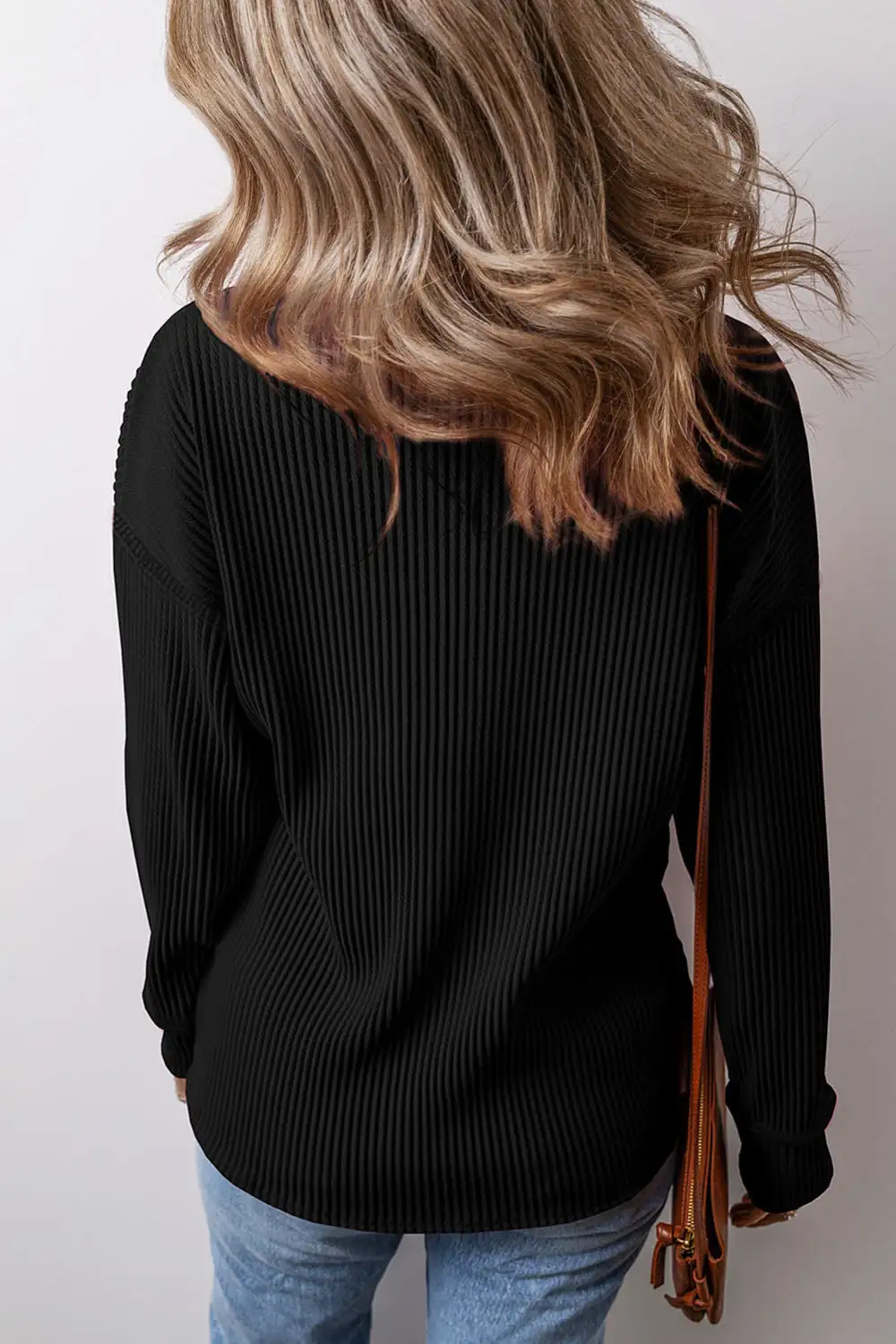 Women's Solid Corded Long Sleeve Top