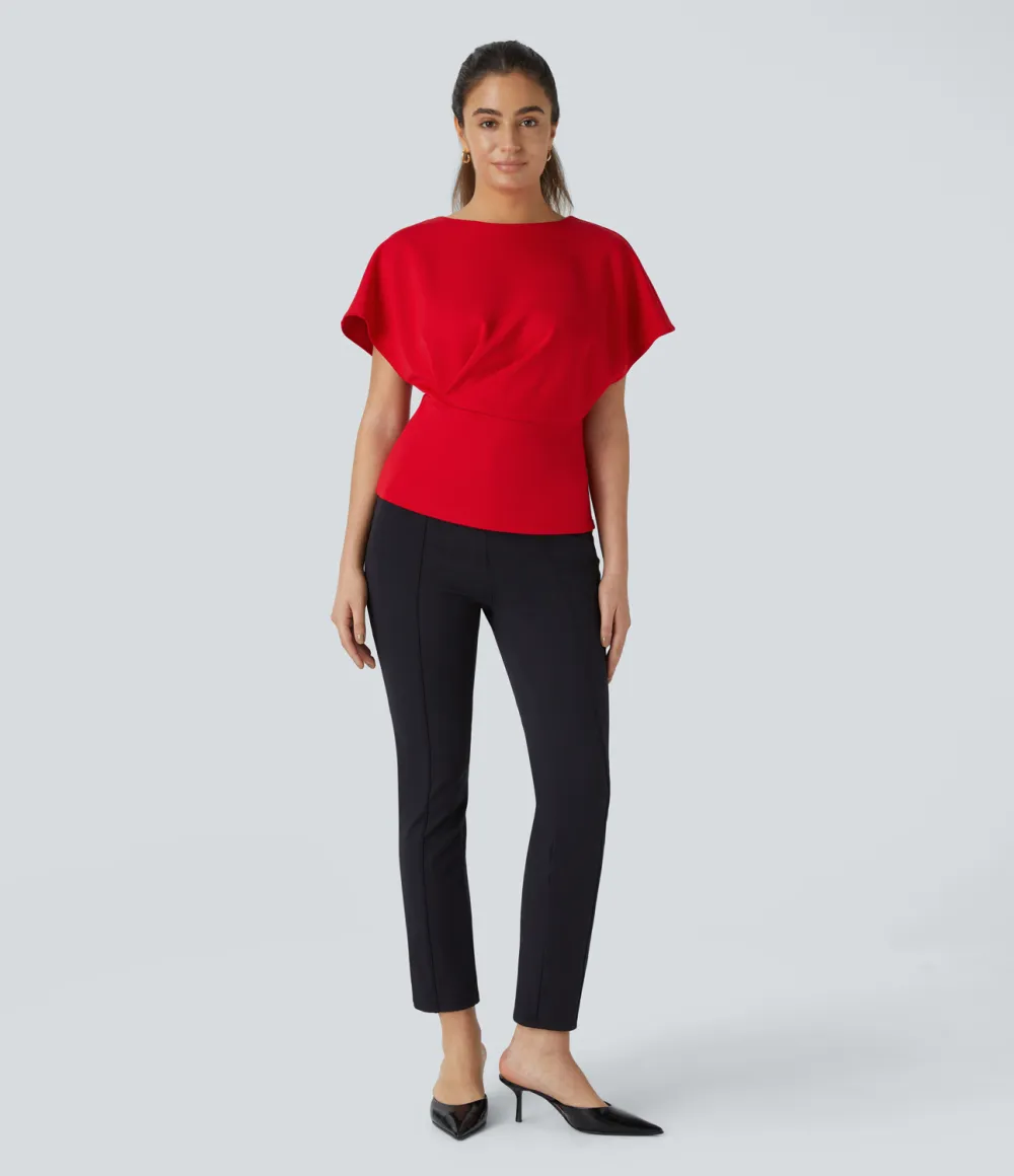 Short Sleeve Plicated Work Top