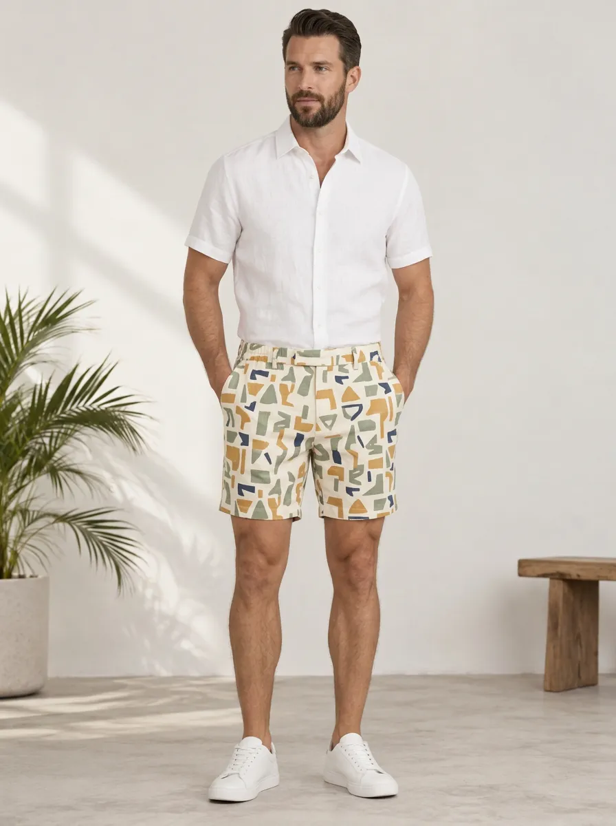 Men's Contemporary Geometric Abstract Printed Shorts