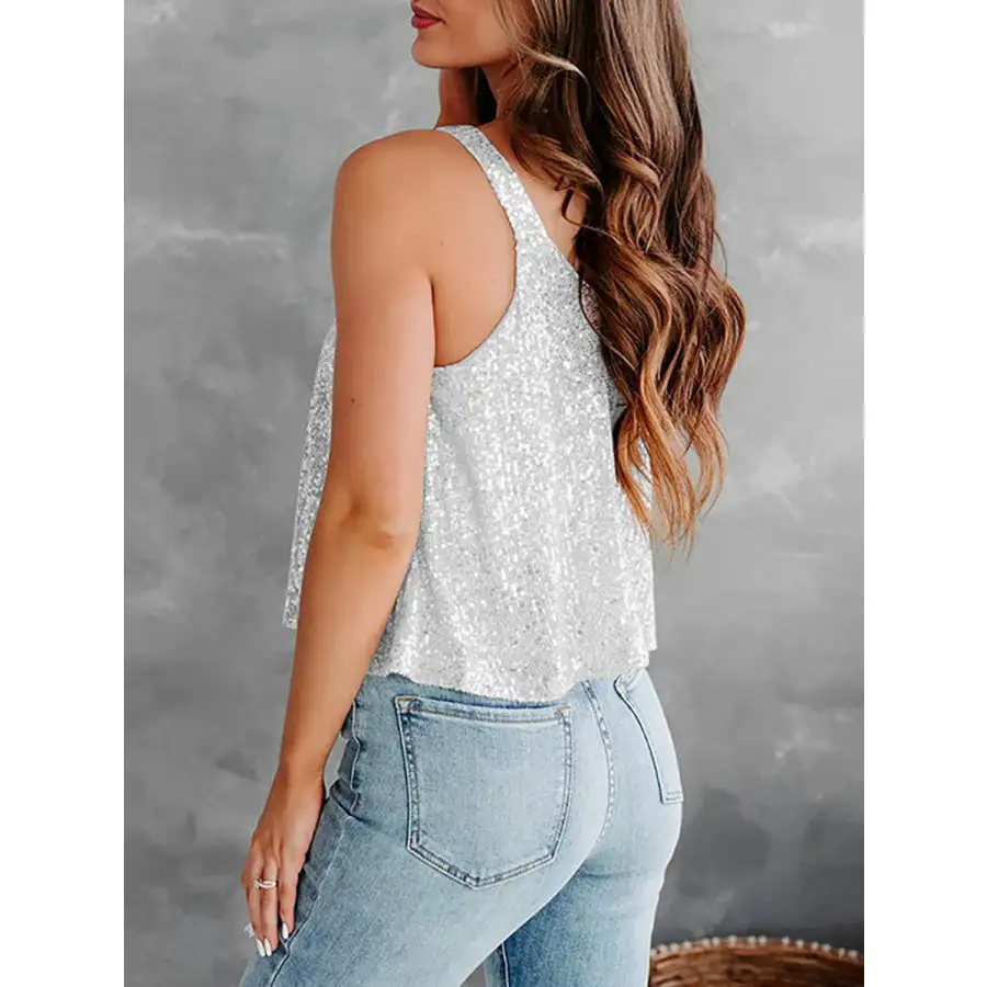 Sequin Scoop Neck Tank