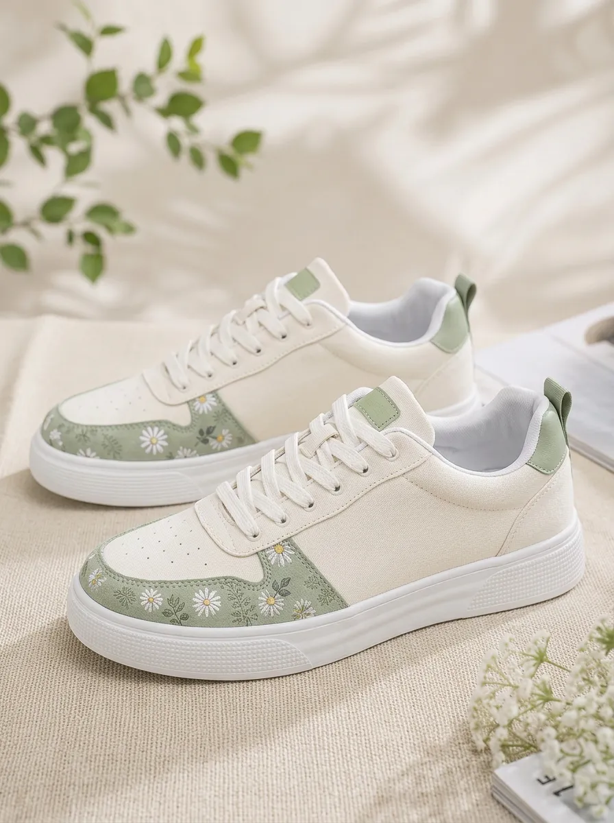 Men's Floral Daisy Patterned Skate Shoes