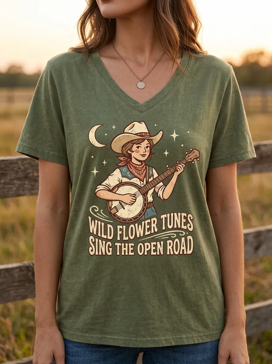 Banjo Country-Music Women's V-Neck T-Shirt