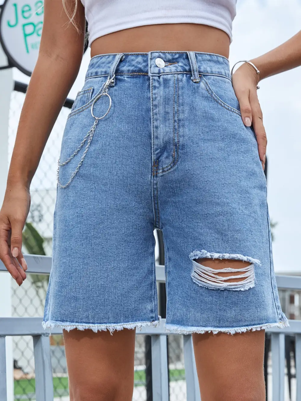 Pull On Ruched Denim Pants