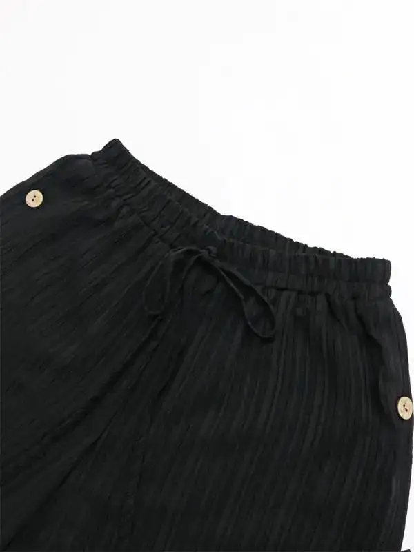 Simple Texture Commuting High Waist Wide Pants