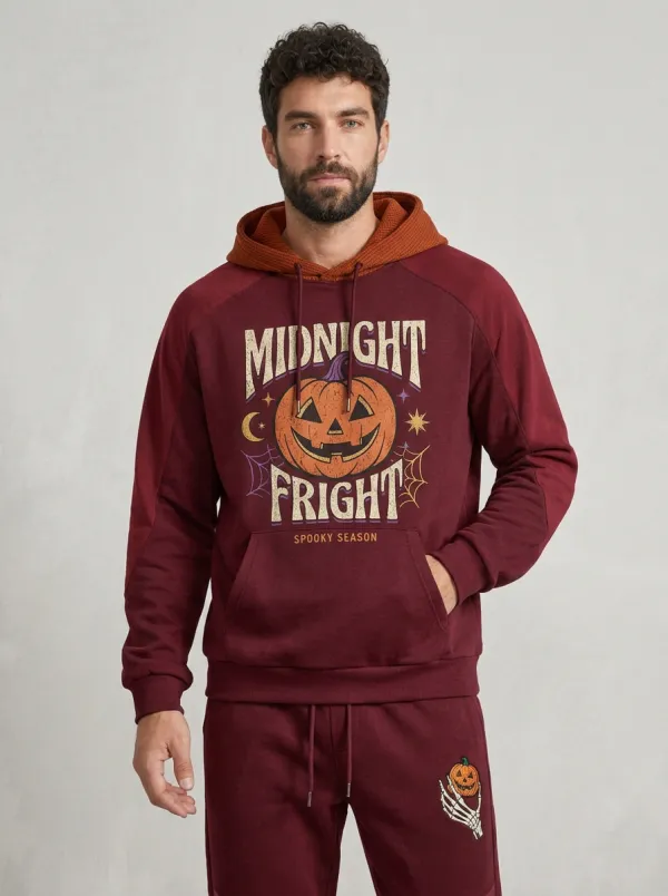 Men's Halloween Midnight Fright Pumpkin Skeleton Printed Tracksuit