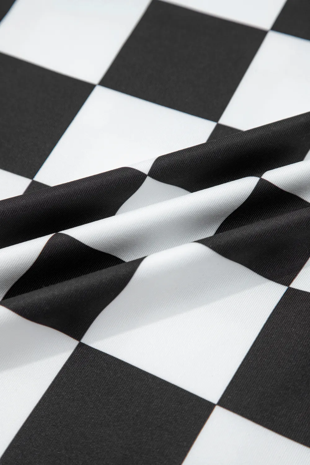 Black Checkerboard Printed Slim Tank Top