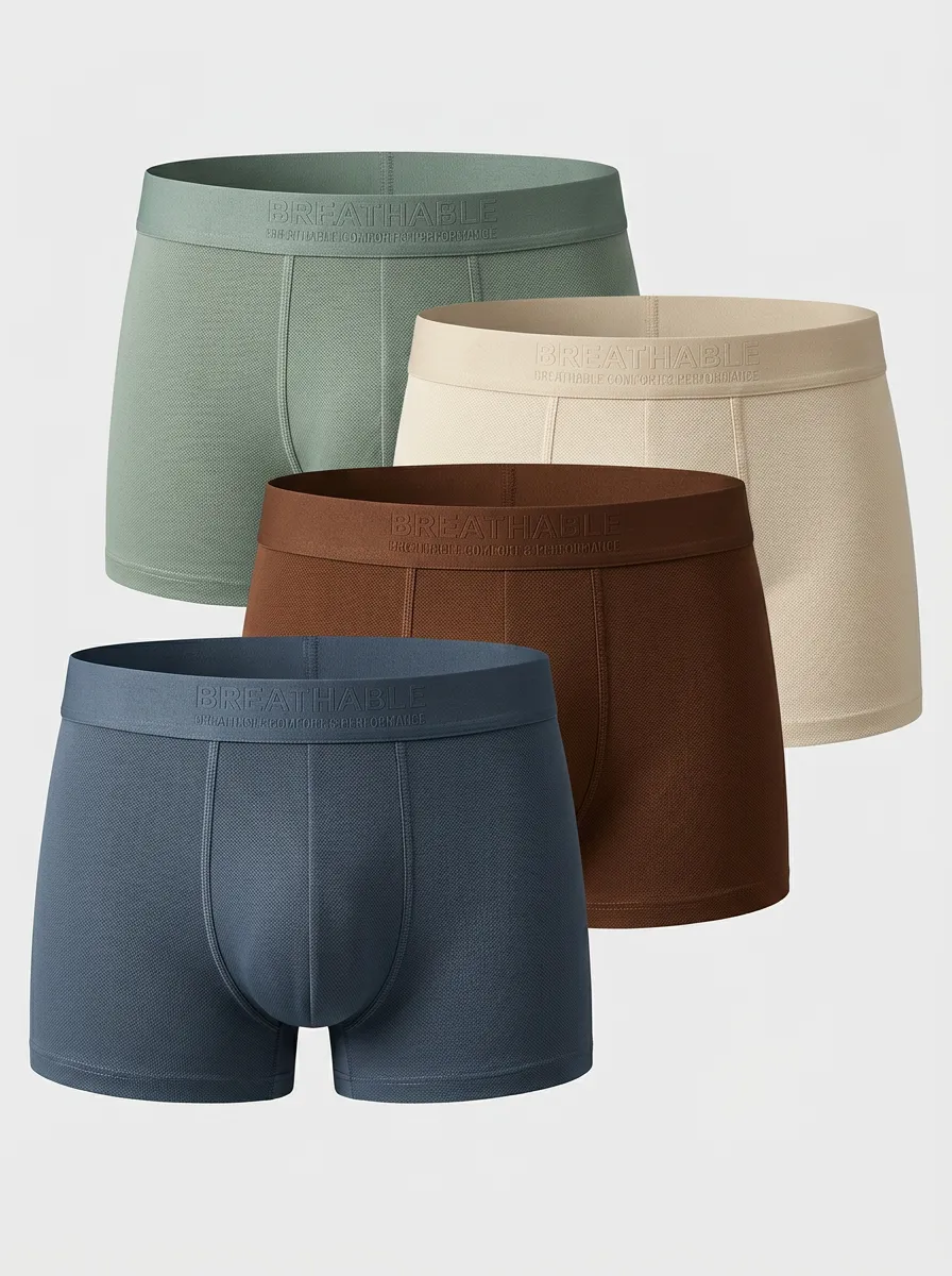 Men's Breathable Elastic Waistband Set 4-Pack Boxer Briefs