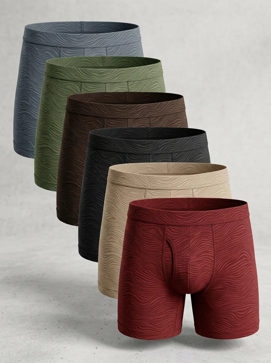 Men's Zebra Print 6-Pack Mid-Thigh Boxer Brief Set