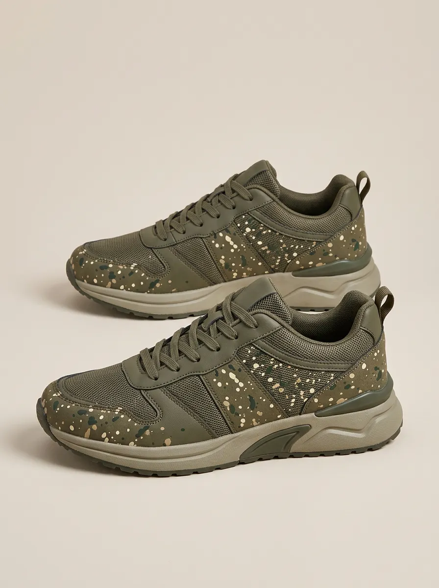 Men's Paint Splatter Printed Sneakers