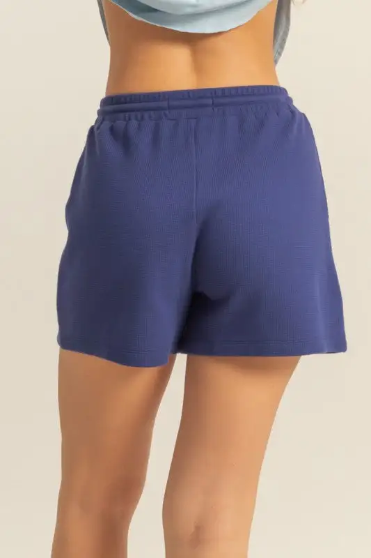 Everyday Drawstring Waffle Knit Front Pocket Shorts