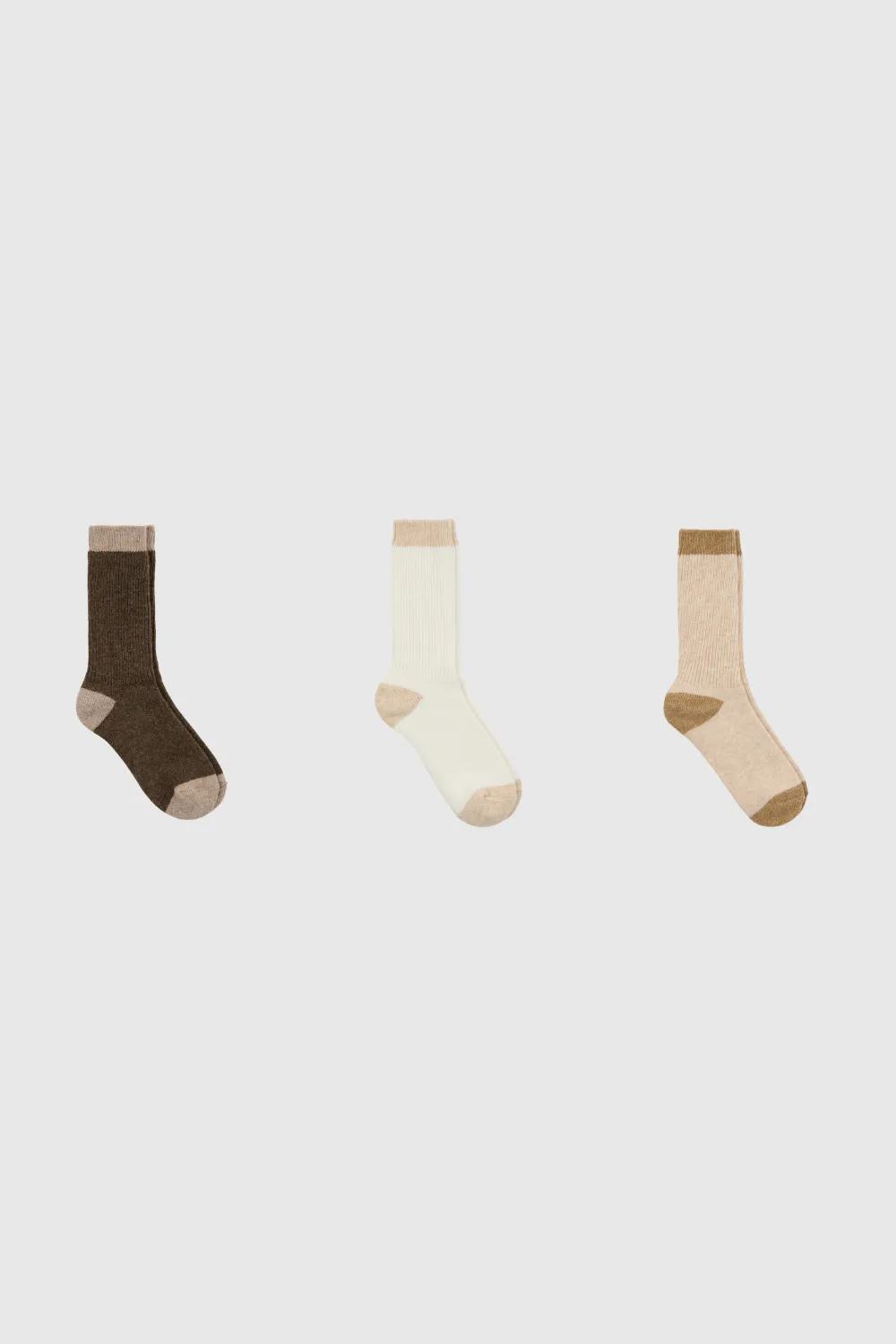 Classic Contrast Trim Cashmere Blend Socks - Three Pack