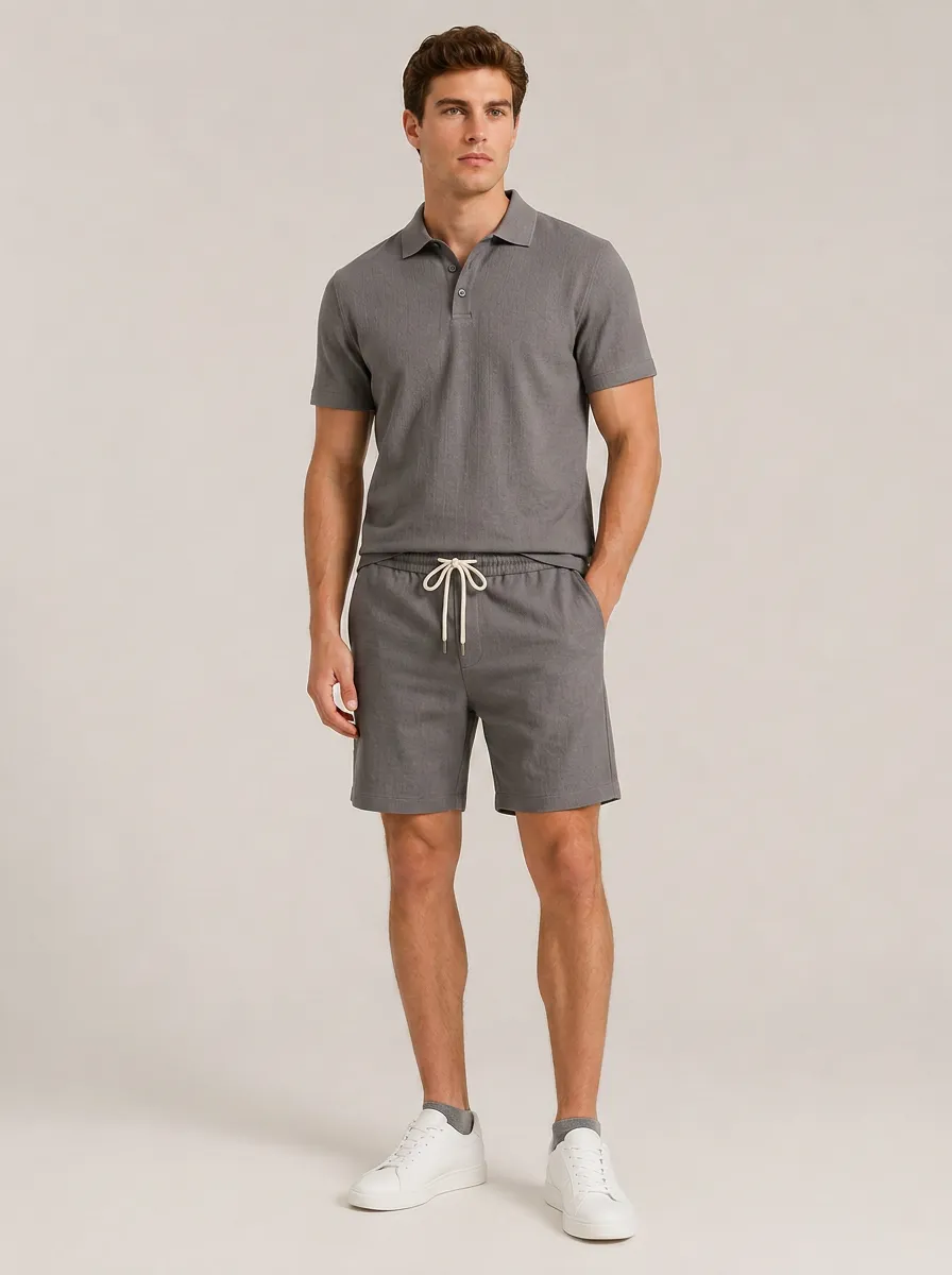 Men's Polo Shirt And Shorts Minimal Set
