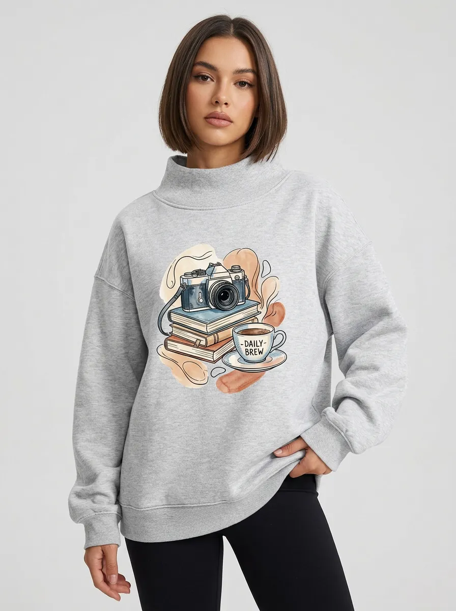 Women's Photography Book Coffee Graphic Sweatshirt