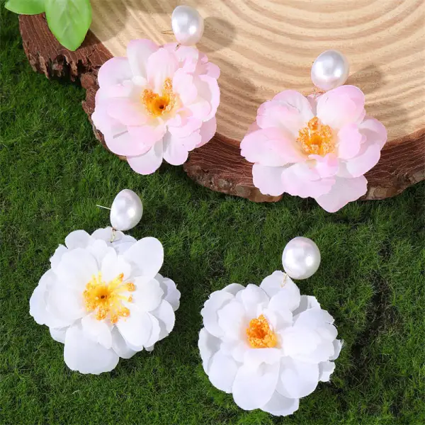 Statement Floral Pearl Statement Earrings
