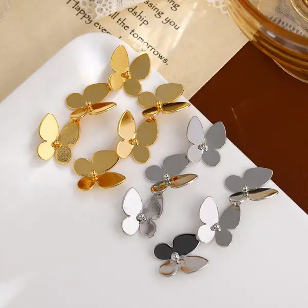 Retro Minimalist Butterfly Metal Earrings