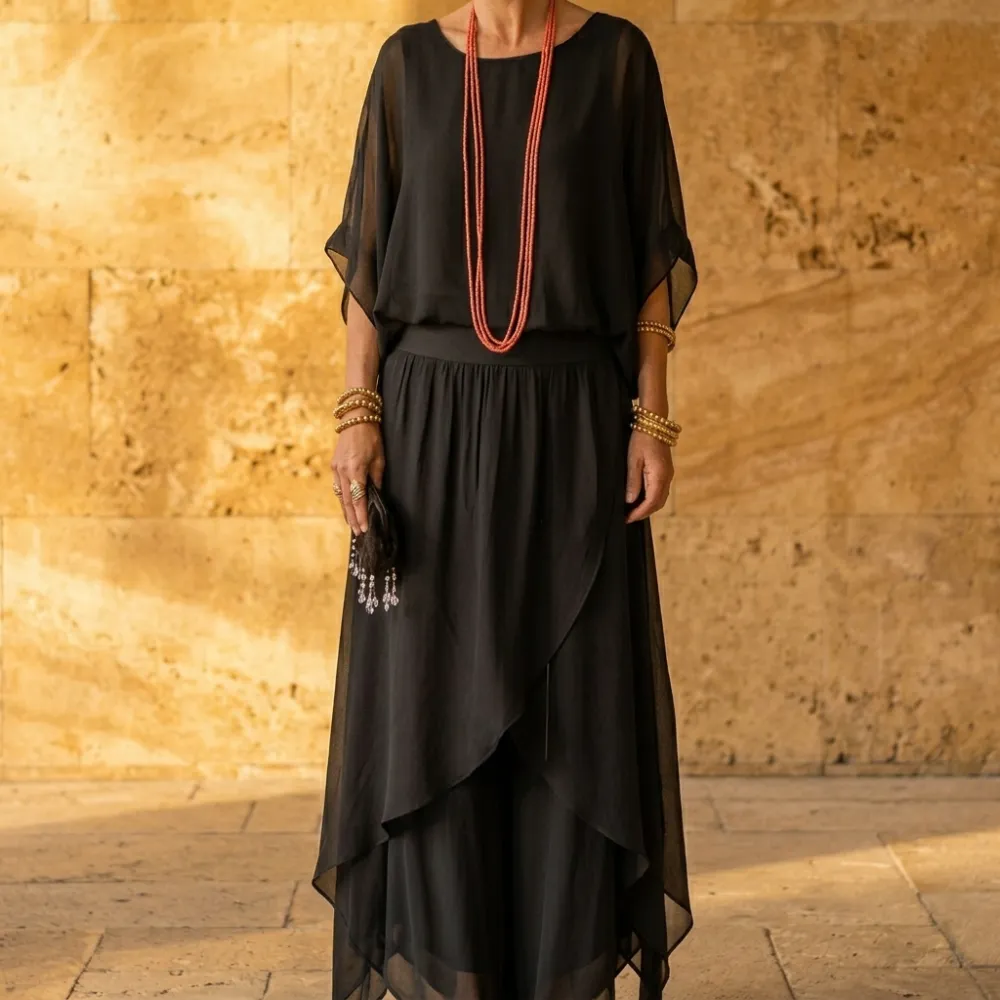 Flowy Chiffon Pants Set