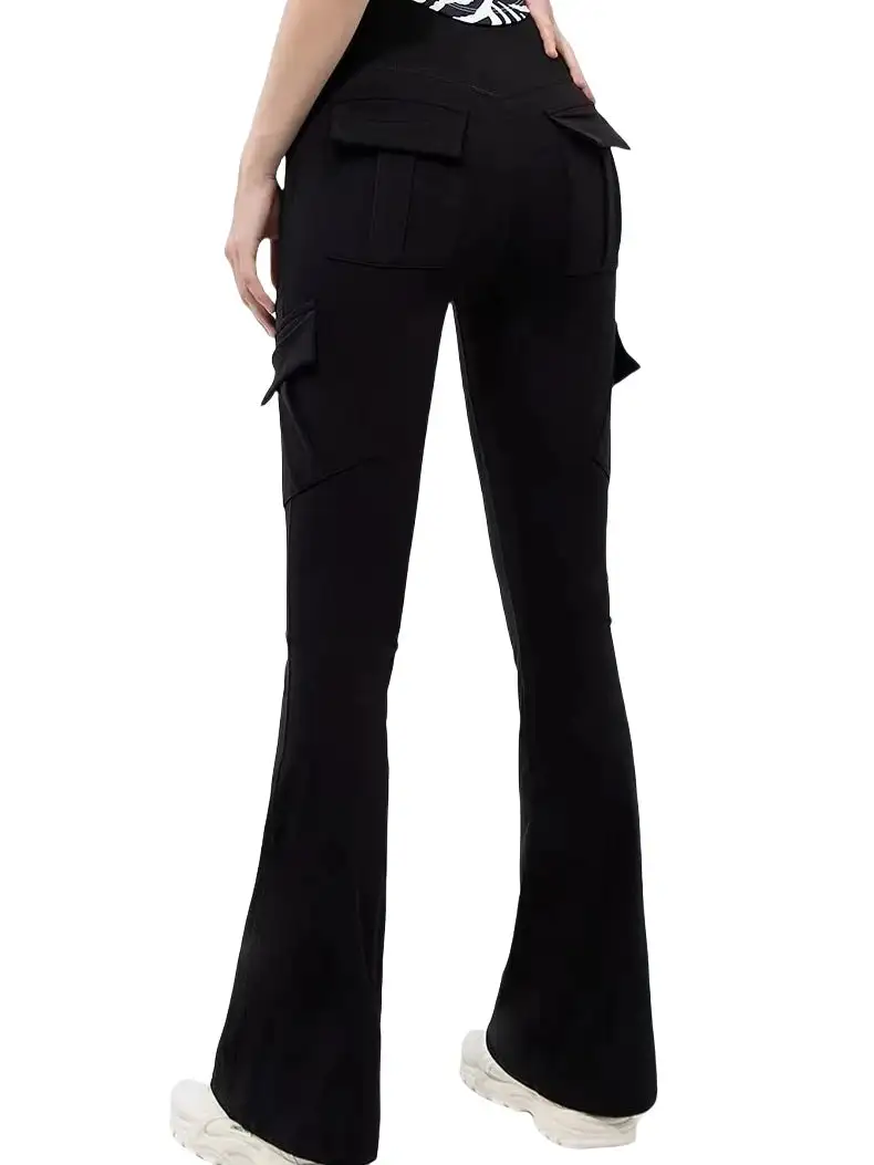Wide Leg High Stretch Yoga Leggings Compression Fitness Pockets