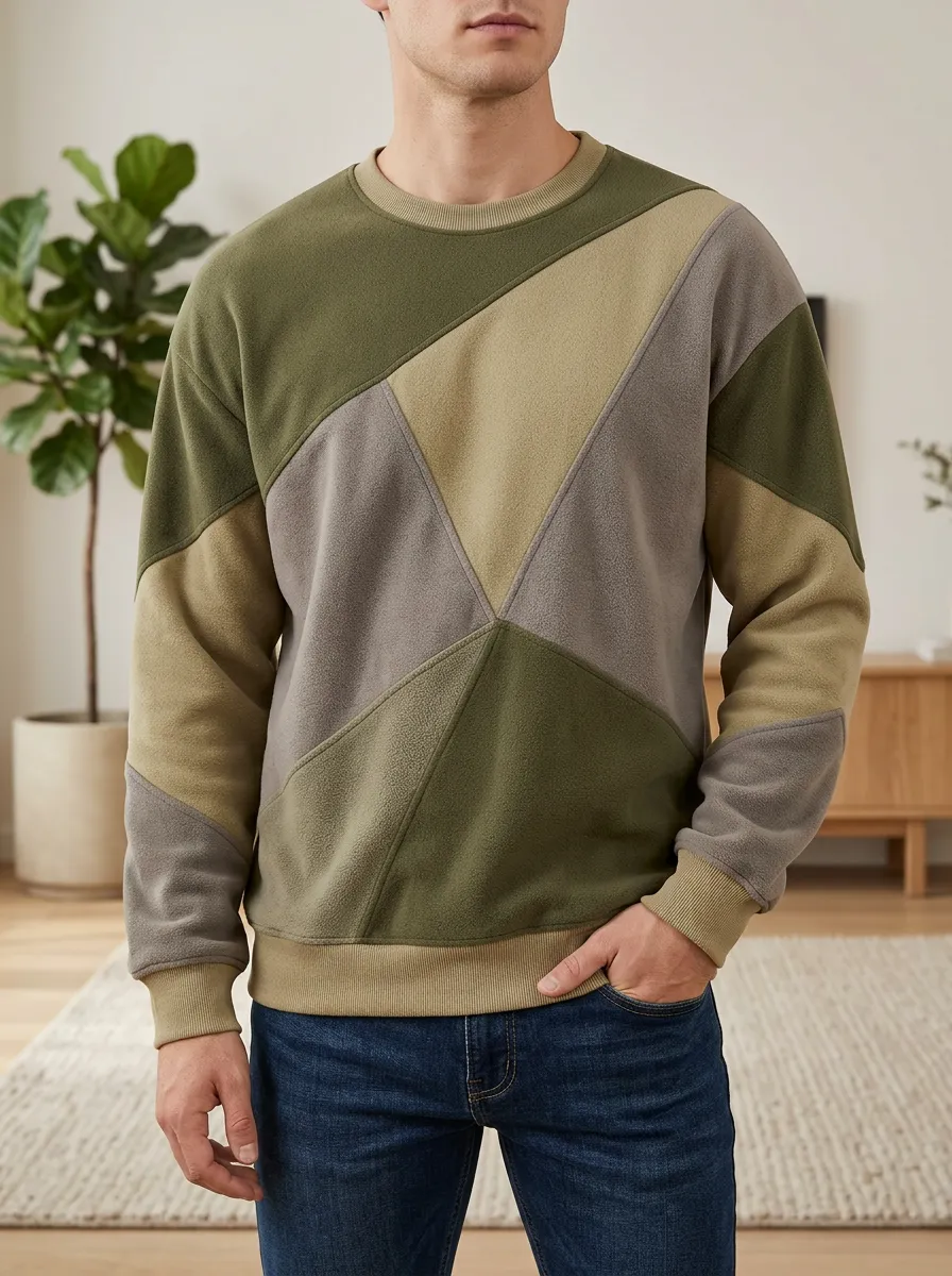Men's Multi-Tone Colorblock Fleece Sweatshirt