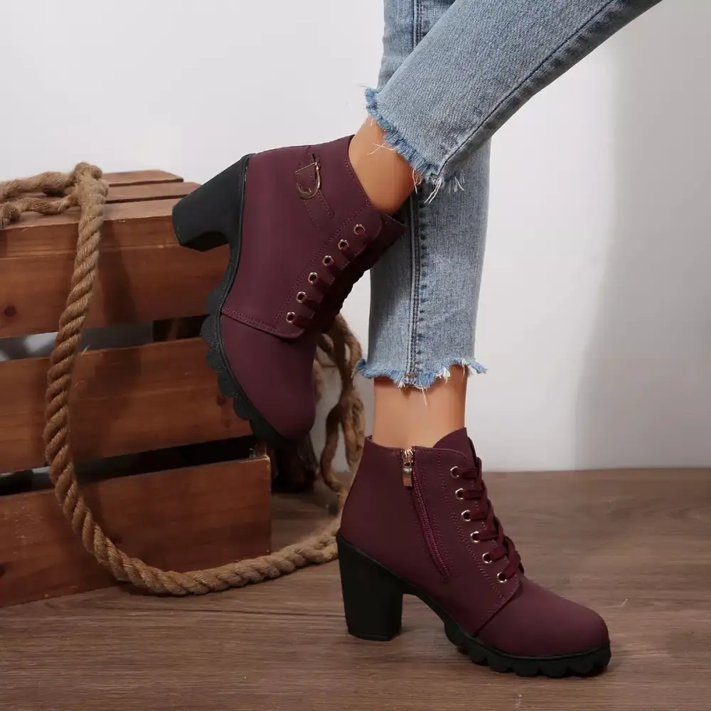 Essential Lace-Up Block Heel Boots
