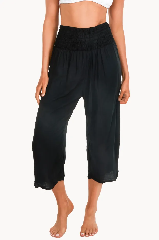 Lightweight Smocked Cropped Pants